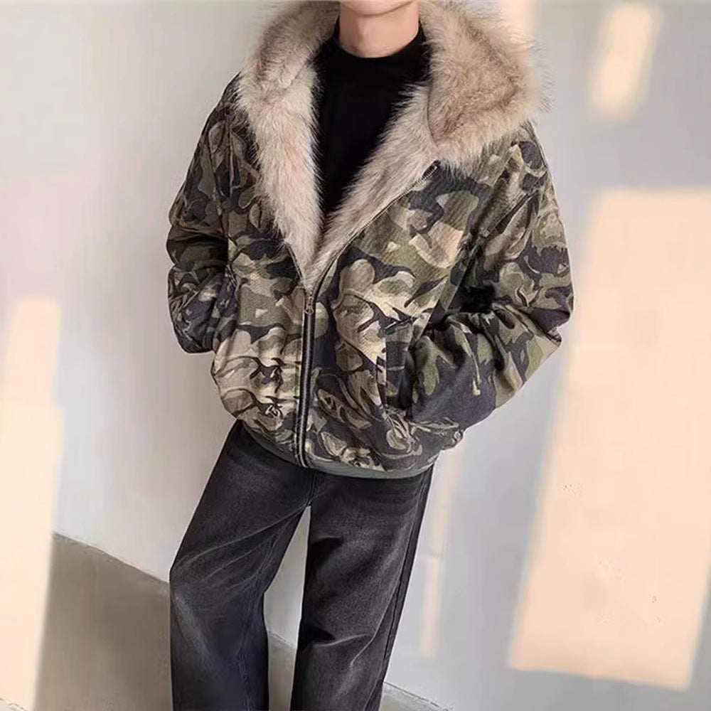 Explore the Great Outdoors with Our Retro Washed Camouflage Hooded Jacket